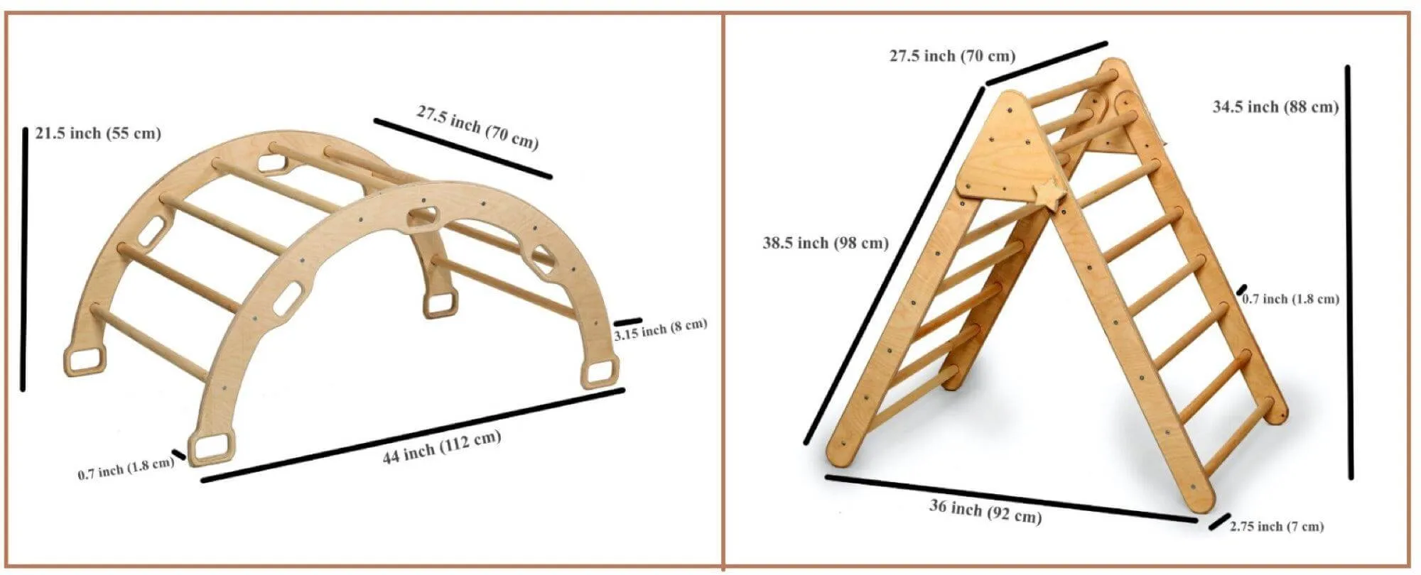 4 Pieces Climbing Set - Climbing Triangle, Arch Rocker, Pillow, and 2in1 Ramp