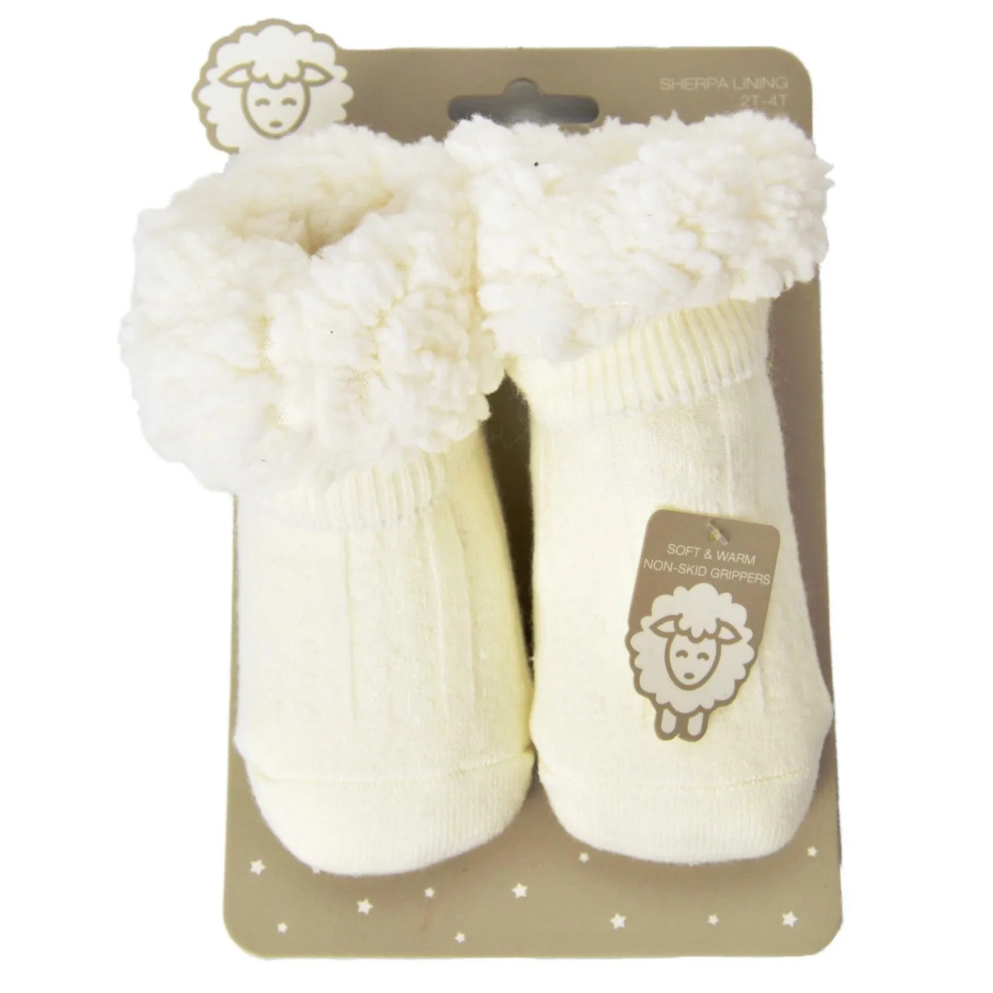 Adrianne Vittadini Toddler 2T-4T Kid's Unisex Cozy Sherpa Lined Booties Socks