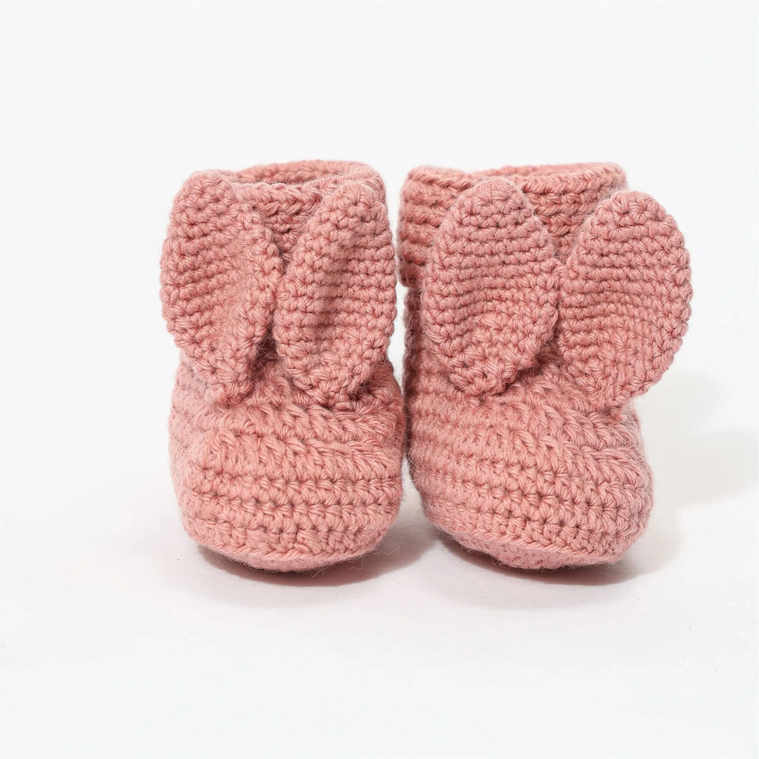 Baby Bunny Crochet Booties - Coral Almond