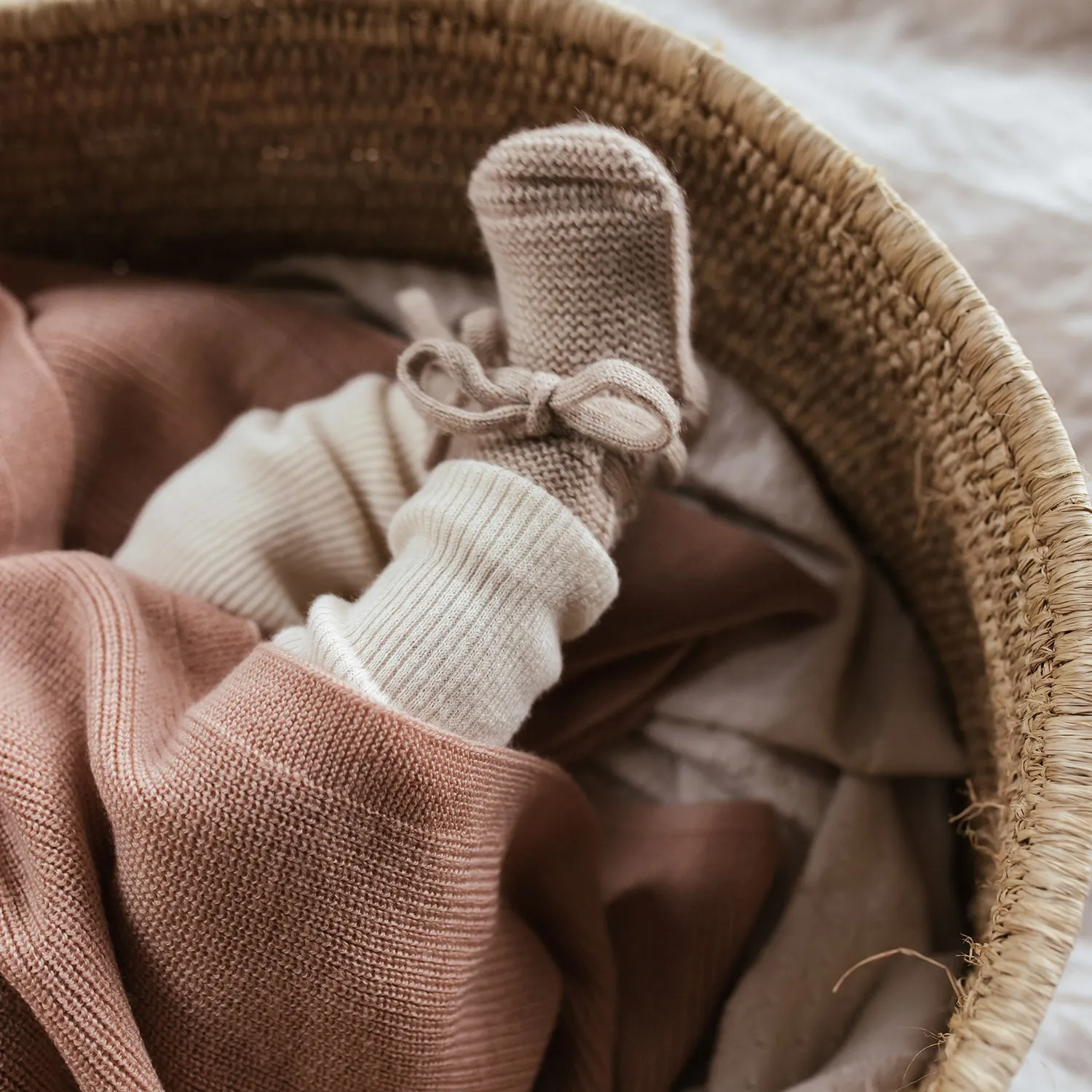 Baby Merino Wool Booties - Sand