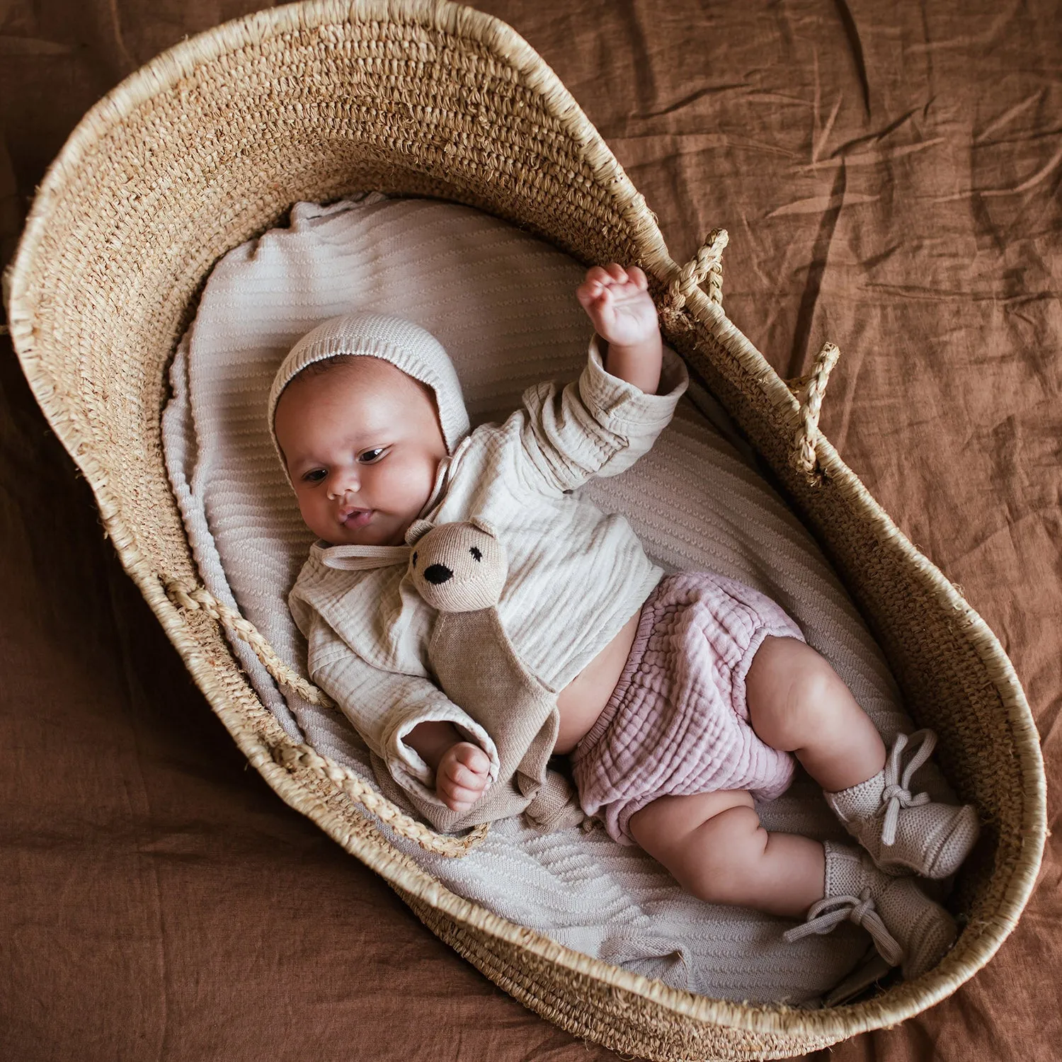 Baby Merino Wool Booties - Sand