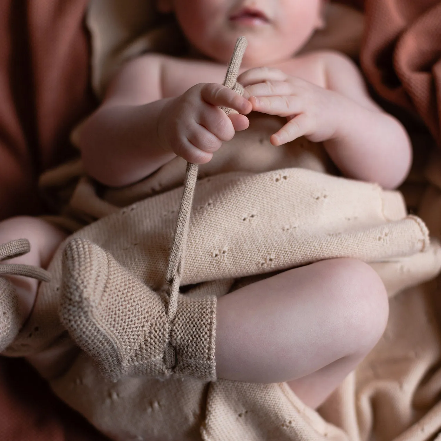 Baby Merino Wool Booties - Sand