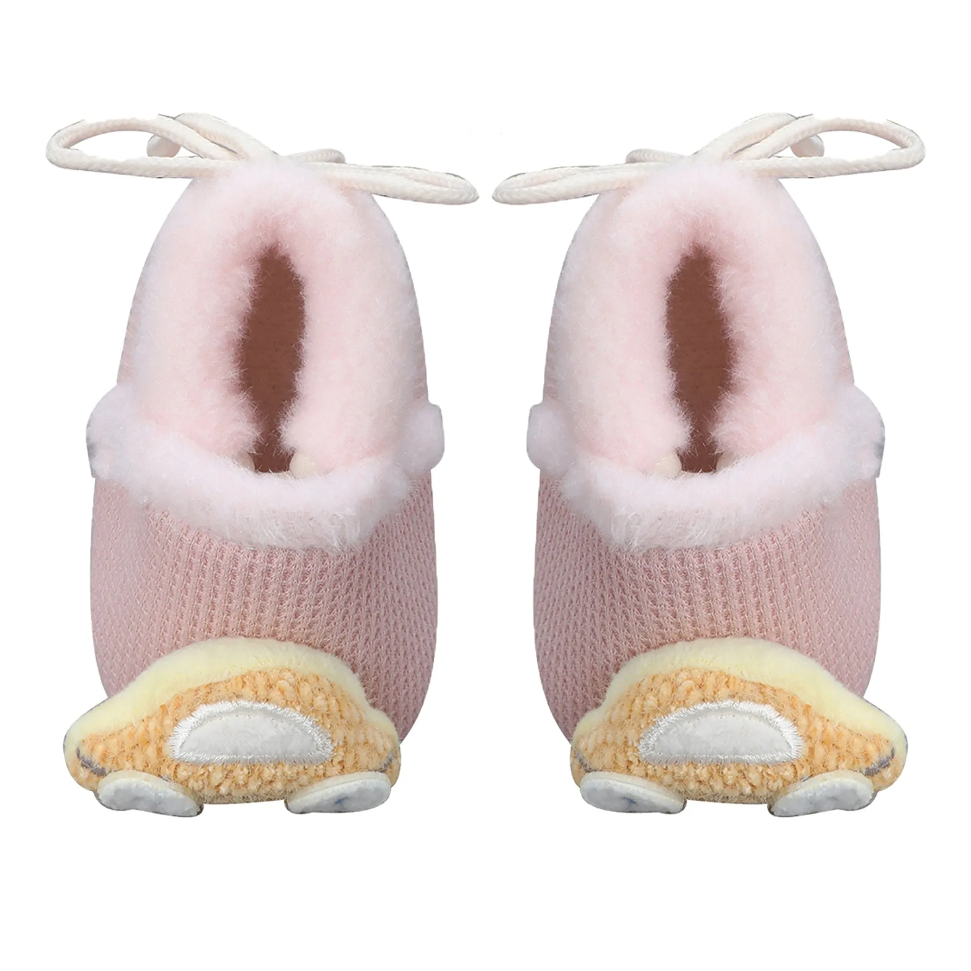 Baby Moo 3D Car Soft Slip-On Anti-Skid Plush Warm Booties - Peach