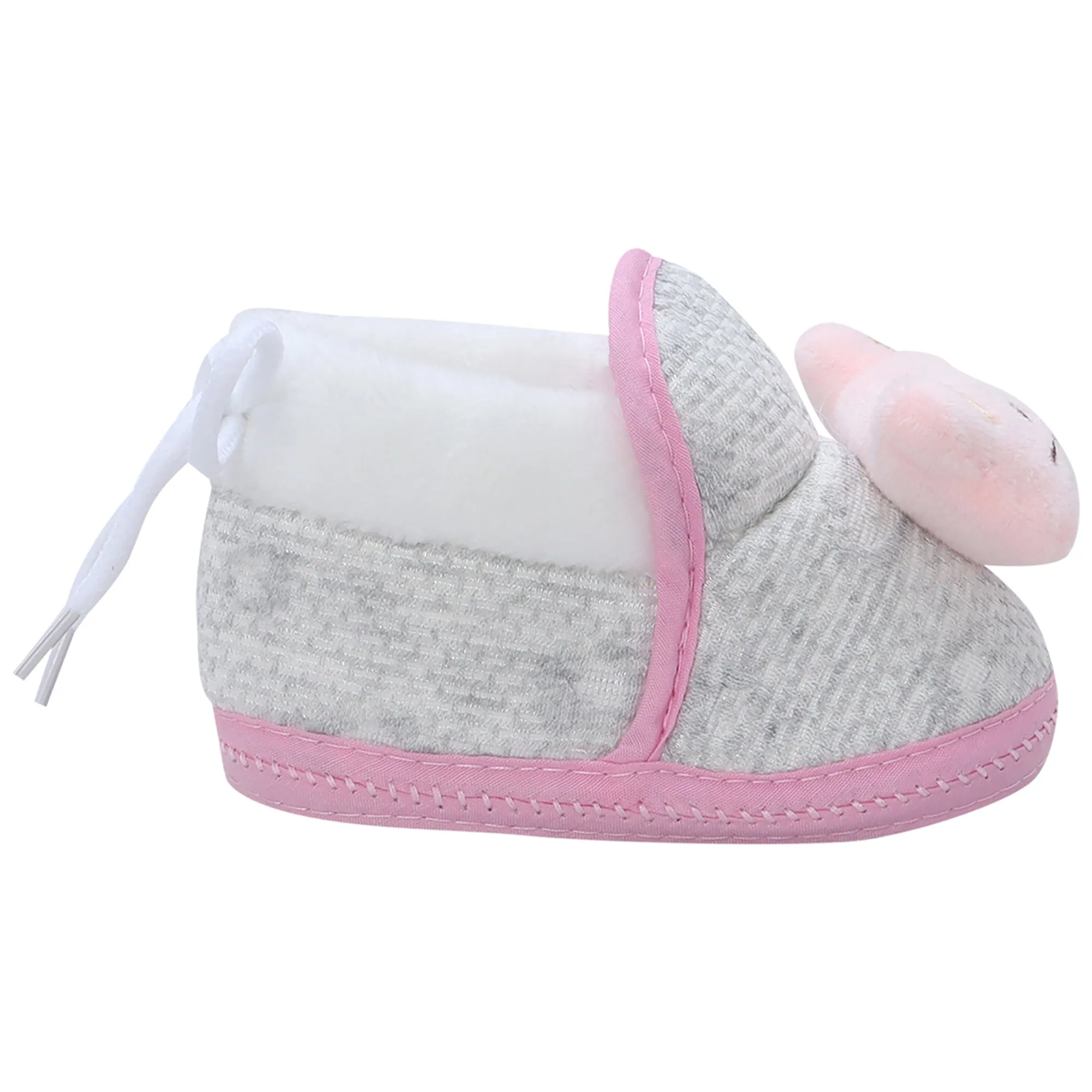 Baby Moo 3D Cute Kitty Soft Slip-On Anti-Skid Plush Warm Booties - Pink