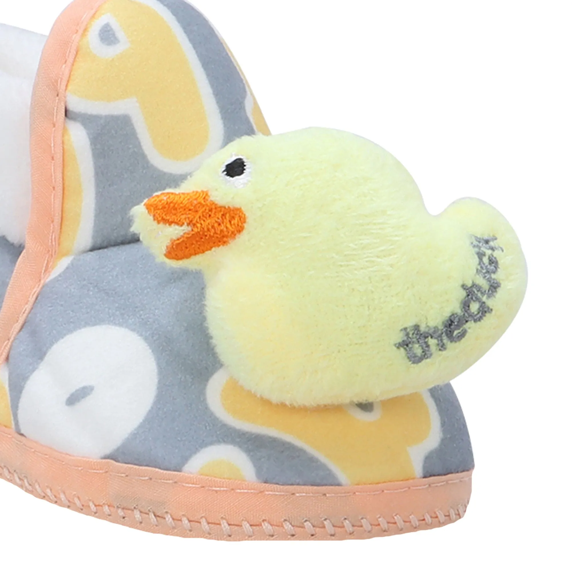 Baby Moo 3D Ducky Duck Soft Slip-On Anti-Skid Plush Warm Booties - Yellow