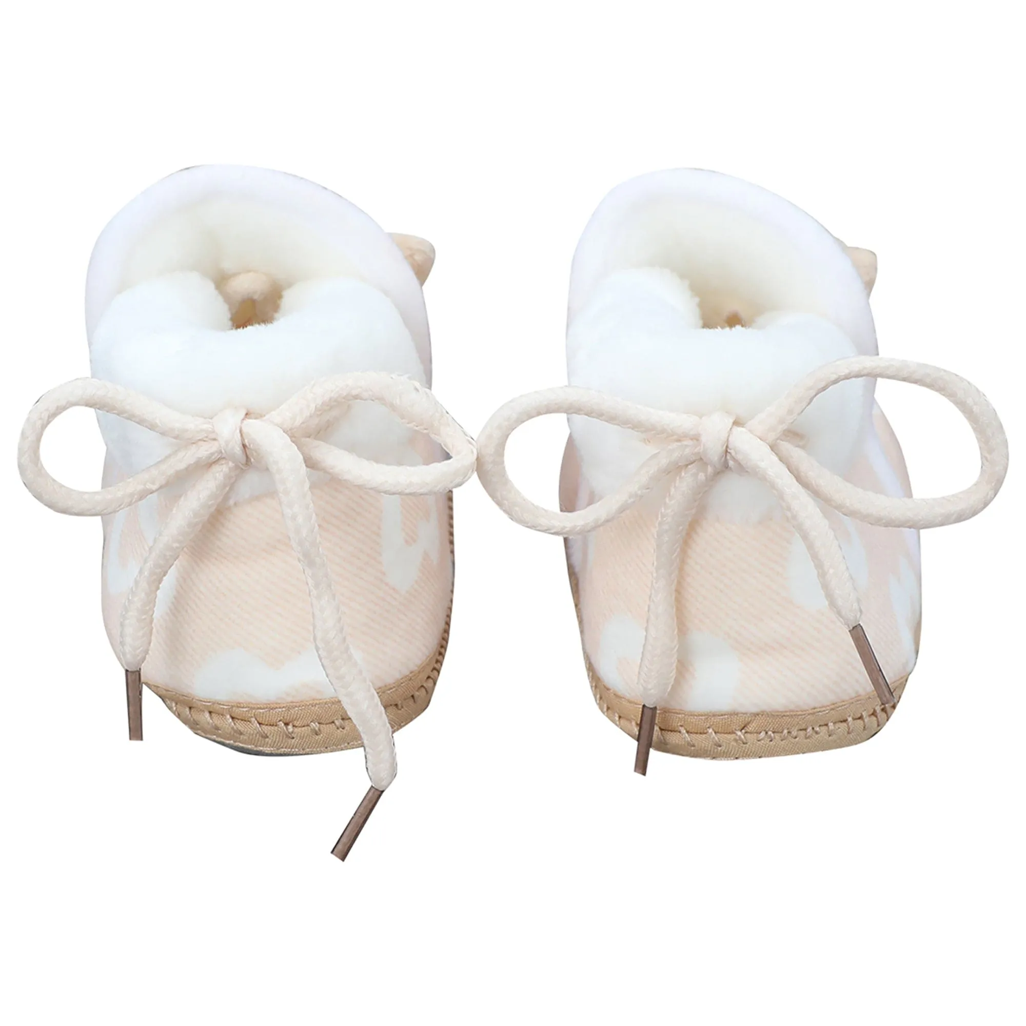 Baby Moo 3D Teddy Buddy Soft Slip-On Anti-Skid Plush Warm Booties - Beige