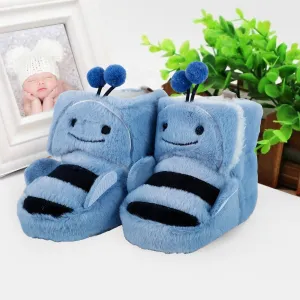 Baby Moo Bumble Bee 3D Warm Furry Booties - Blue