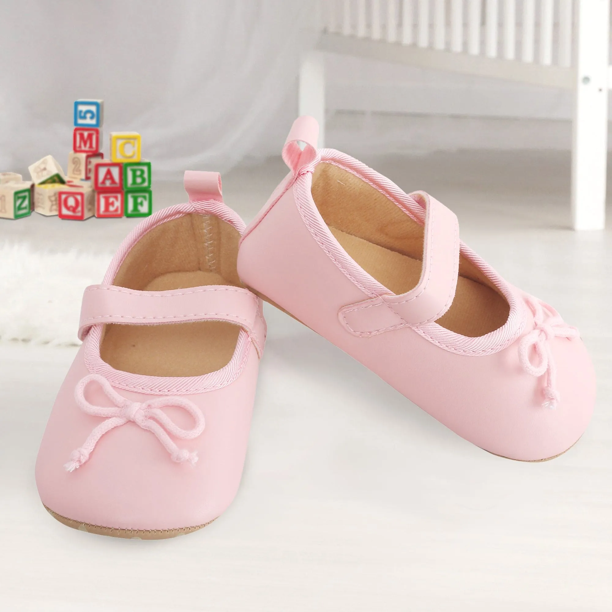 Baby Moo Dressy Bow Pink Booties