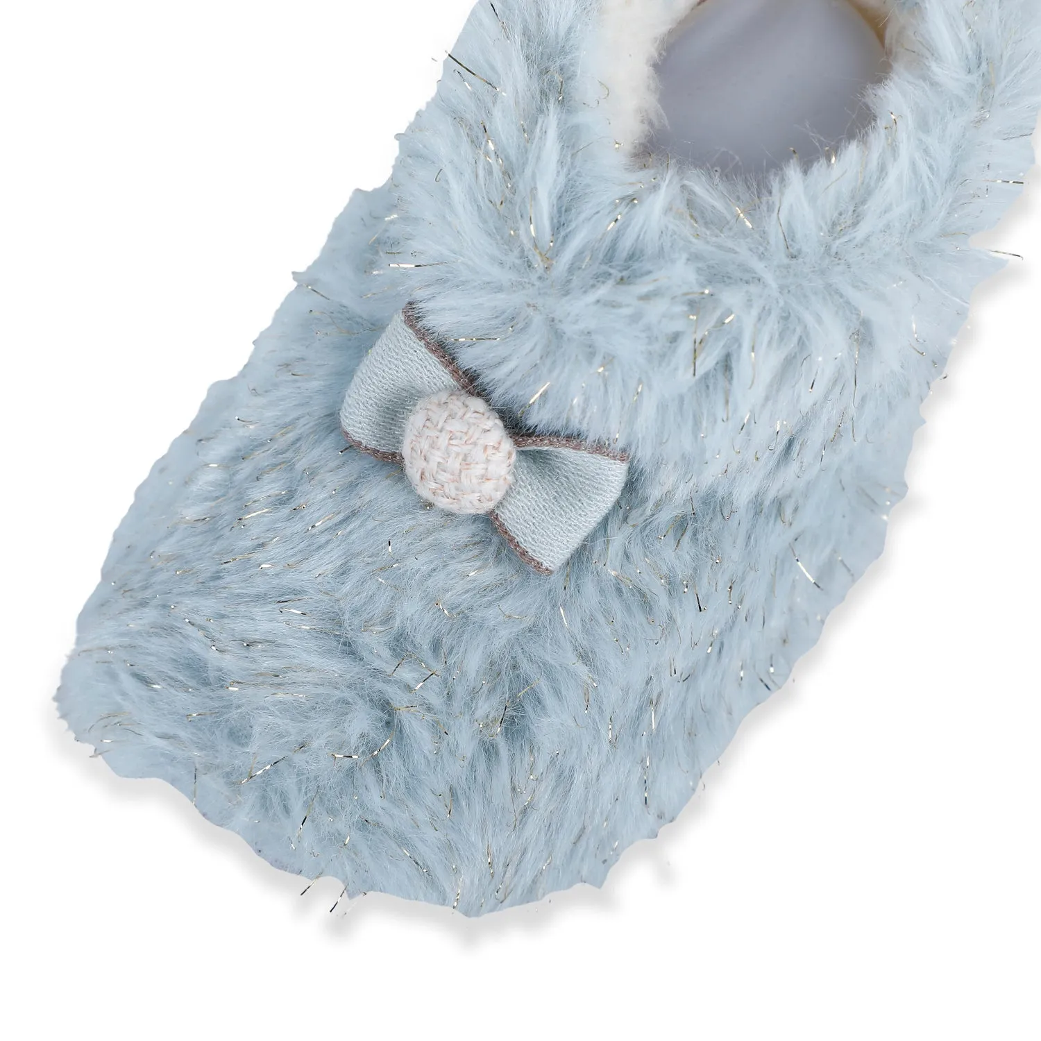 Baby Moo Papa's Angel Velcro Warm Furry Booties - Blue