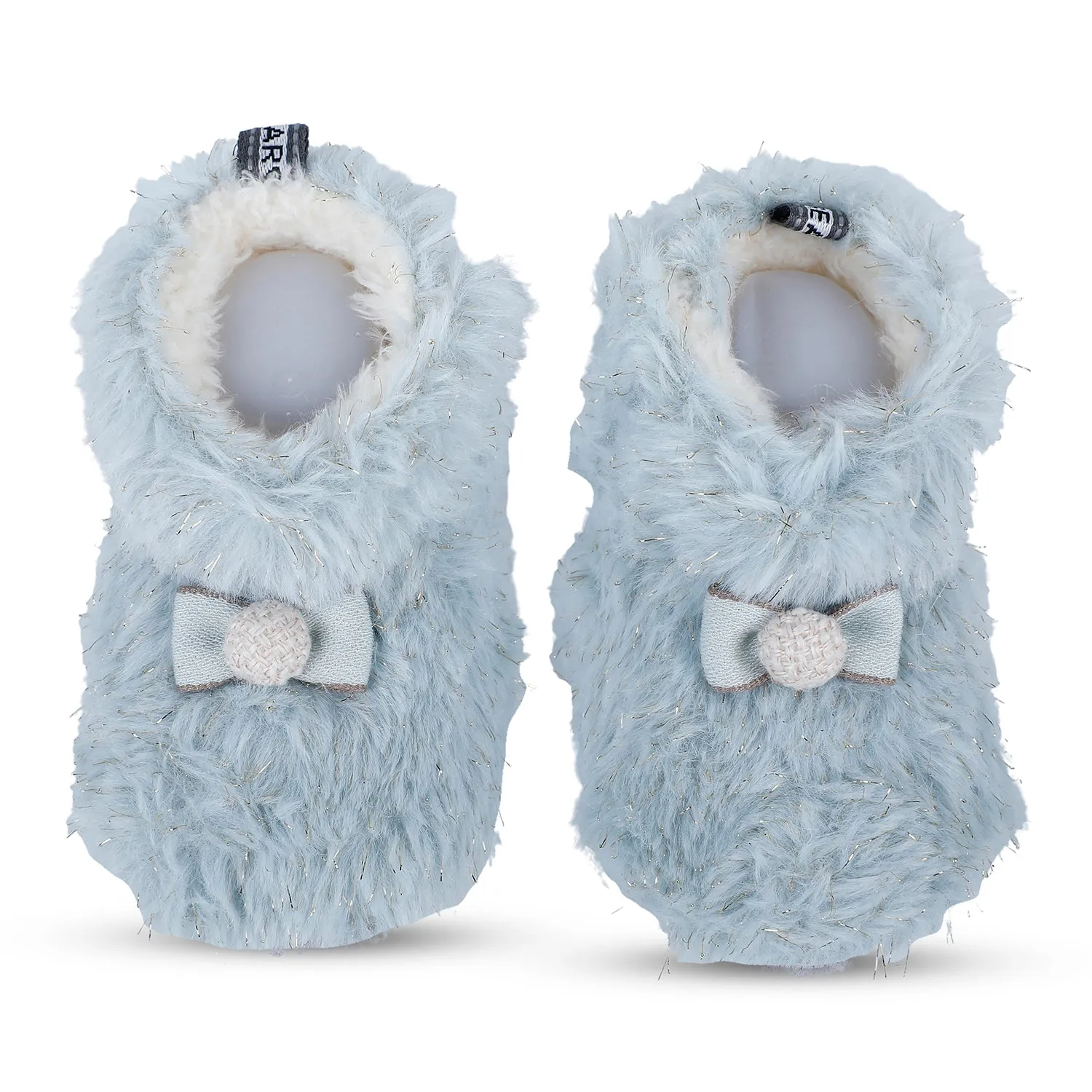 Baby Moo Papa's Angel Velcro Warm Furry Booties - Blue