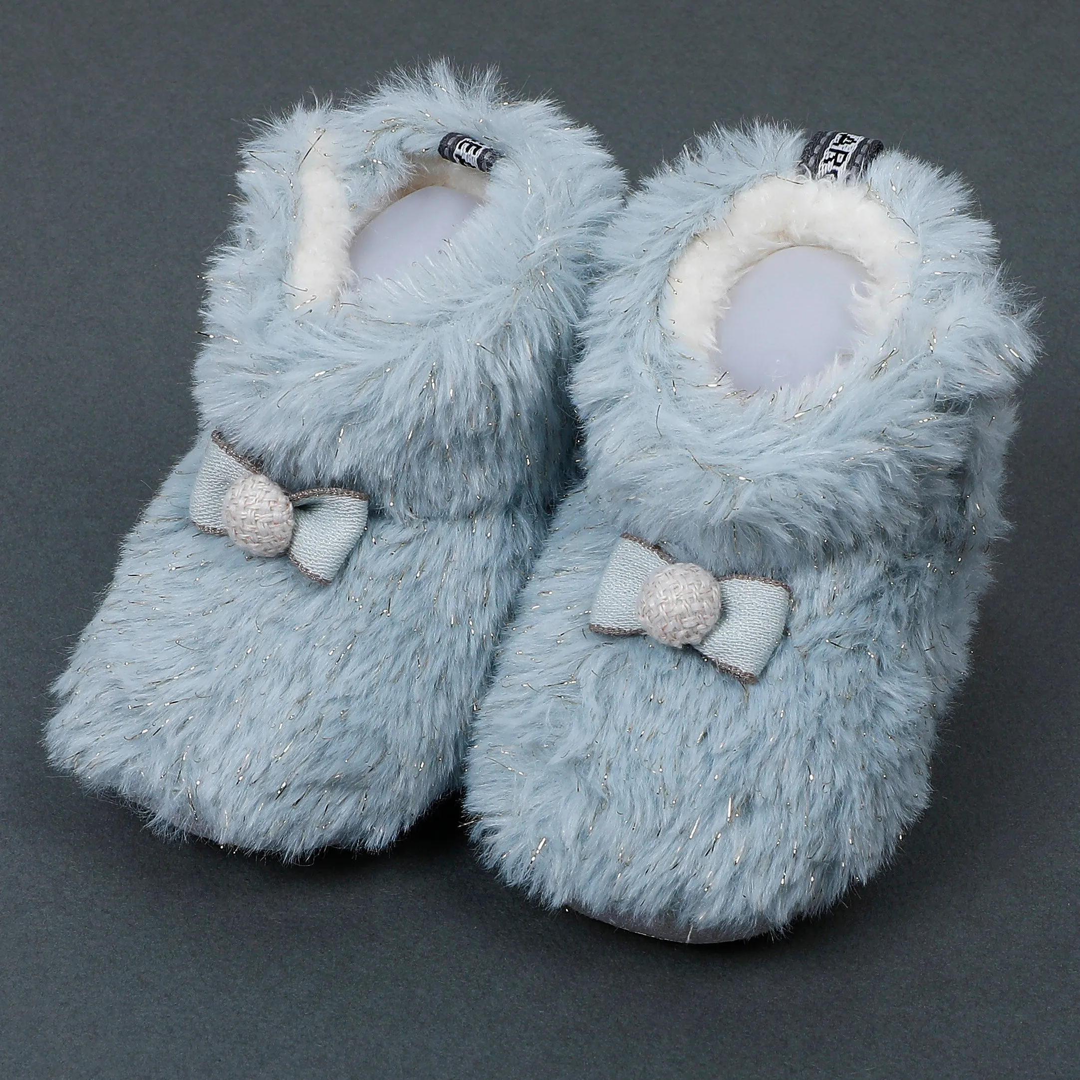 Baby Moo Papa's Angel Velcro Warm Furry Booties - Blue