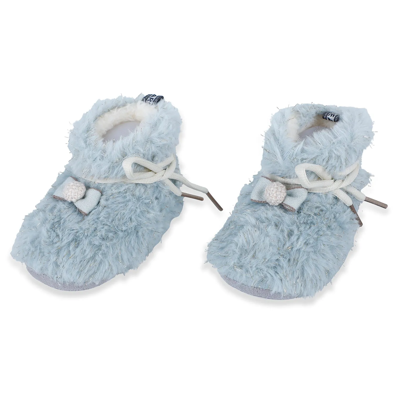 Baby Moo Papa's Angel Velcro Warm Furry Booties - Blue