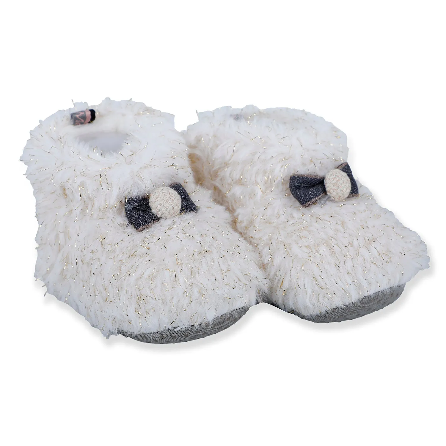 Baby Moo Papa's Angel Velcro Warm Furry Booties - Cream