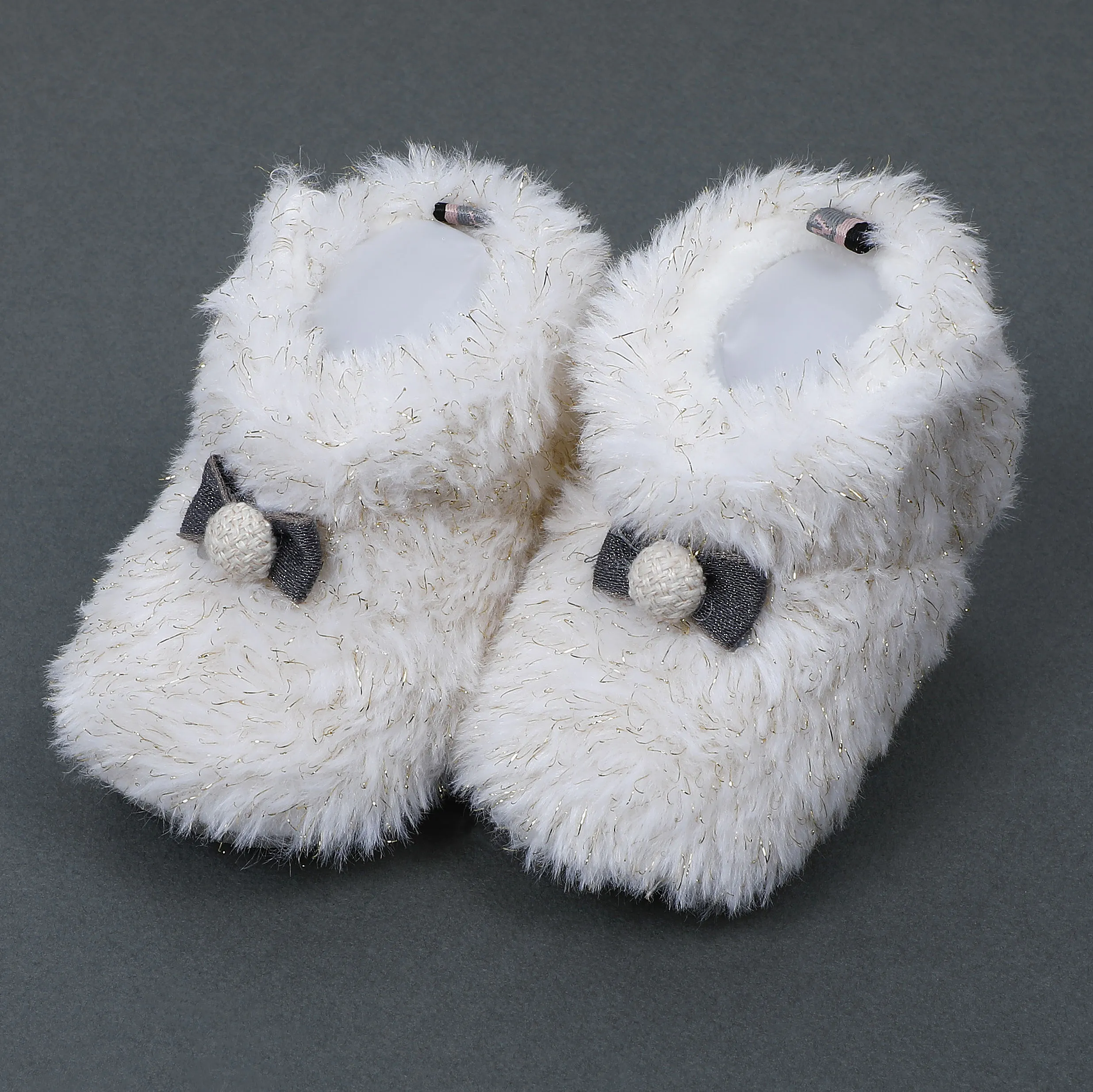 Baby Moo Papa's Angel Velcro Warm Furry Booties - Cream