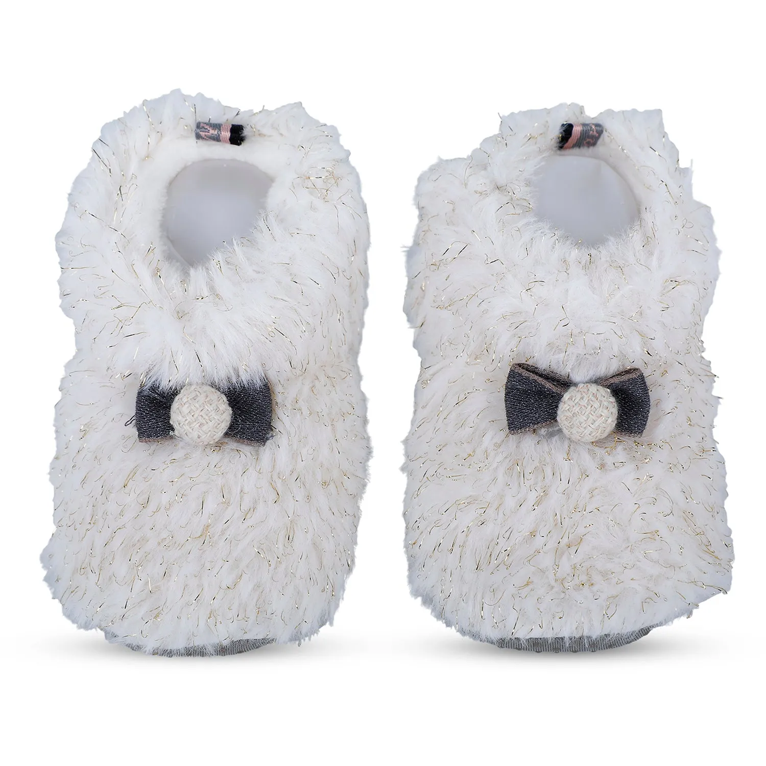 Baby Moo Papa's Angel Velcro Warm Furry Booties - Cream