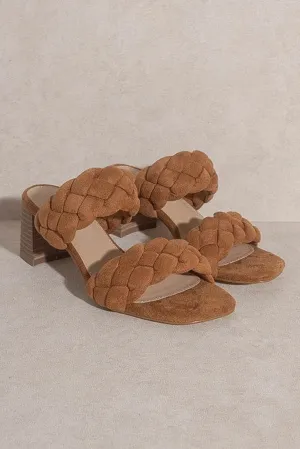 Braided Block Heels - Camel