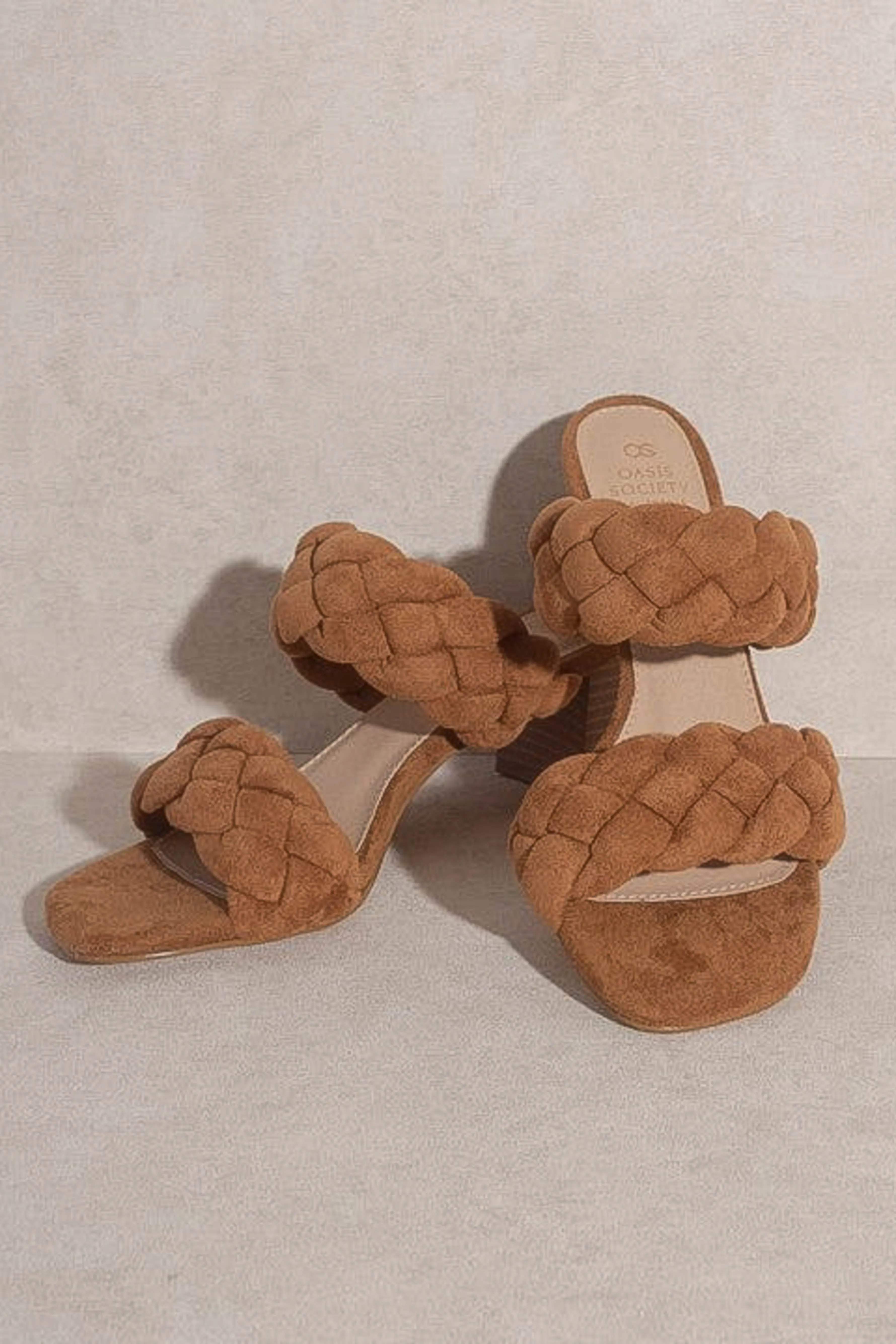 Braided Block Heels - Camel