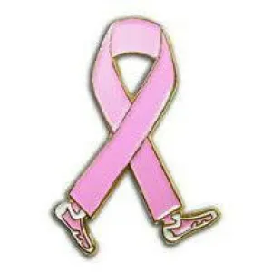 Breast Cancer Awareness Pink Ribbon Walk Run Lapel Pin