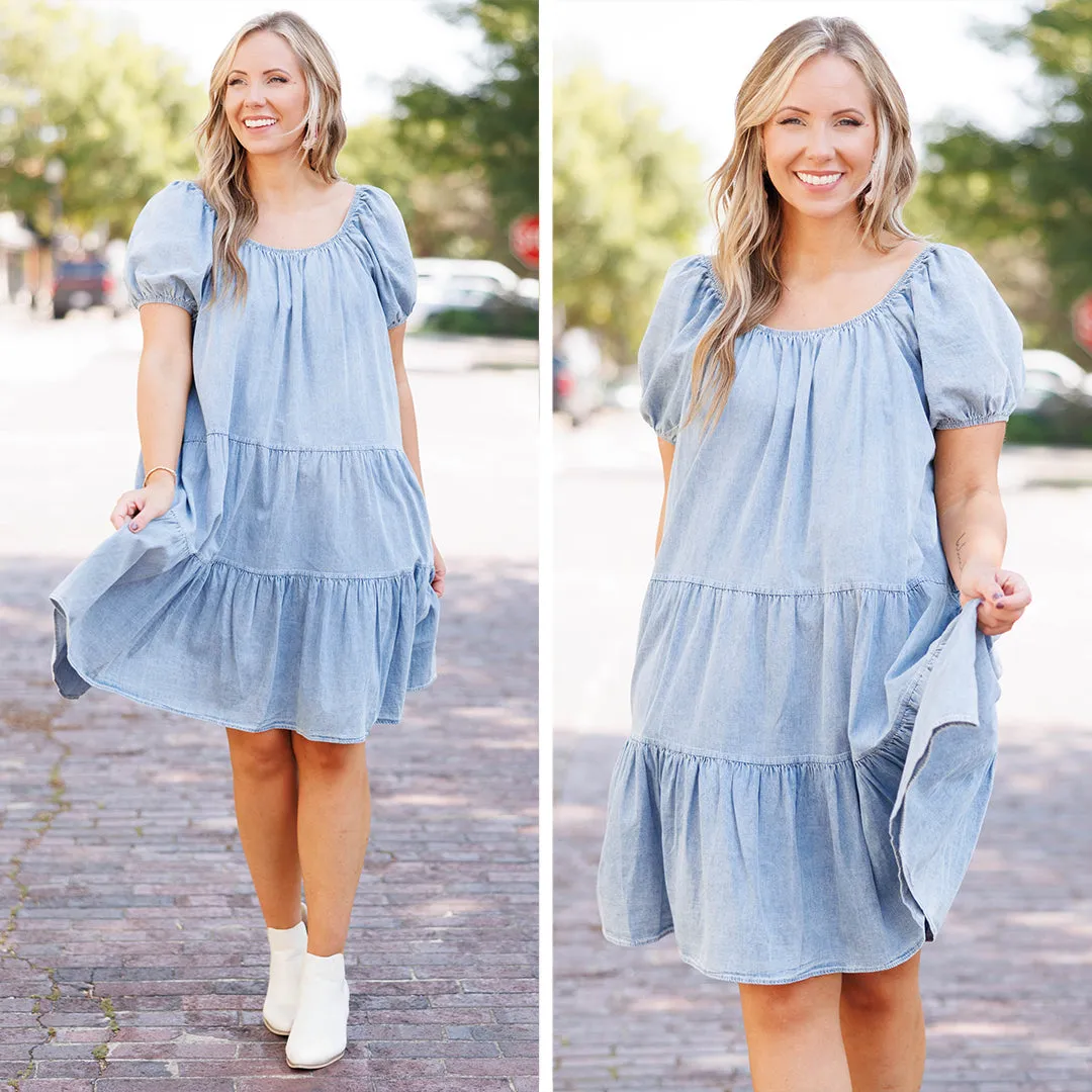 Bring A Friend Dress, Denim Blue