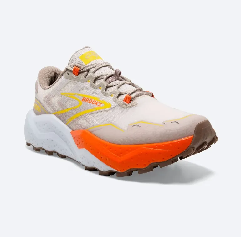 Brooks | Men's | Caldera 7 |  White Sand/Chateau Gray/Yellow