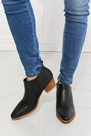 Embroidered Crossover Cowboy Bootie in Black