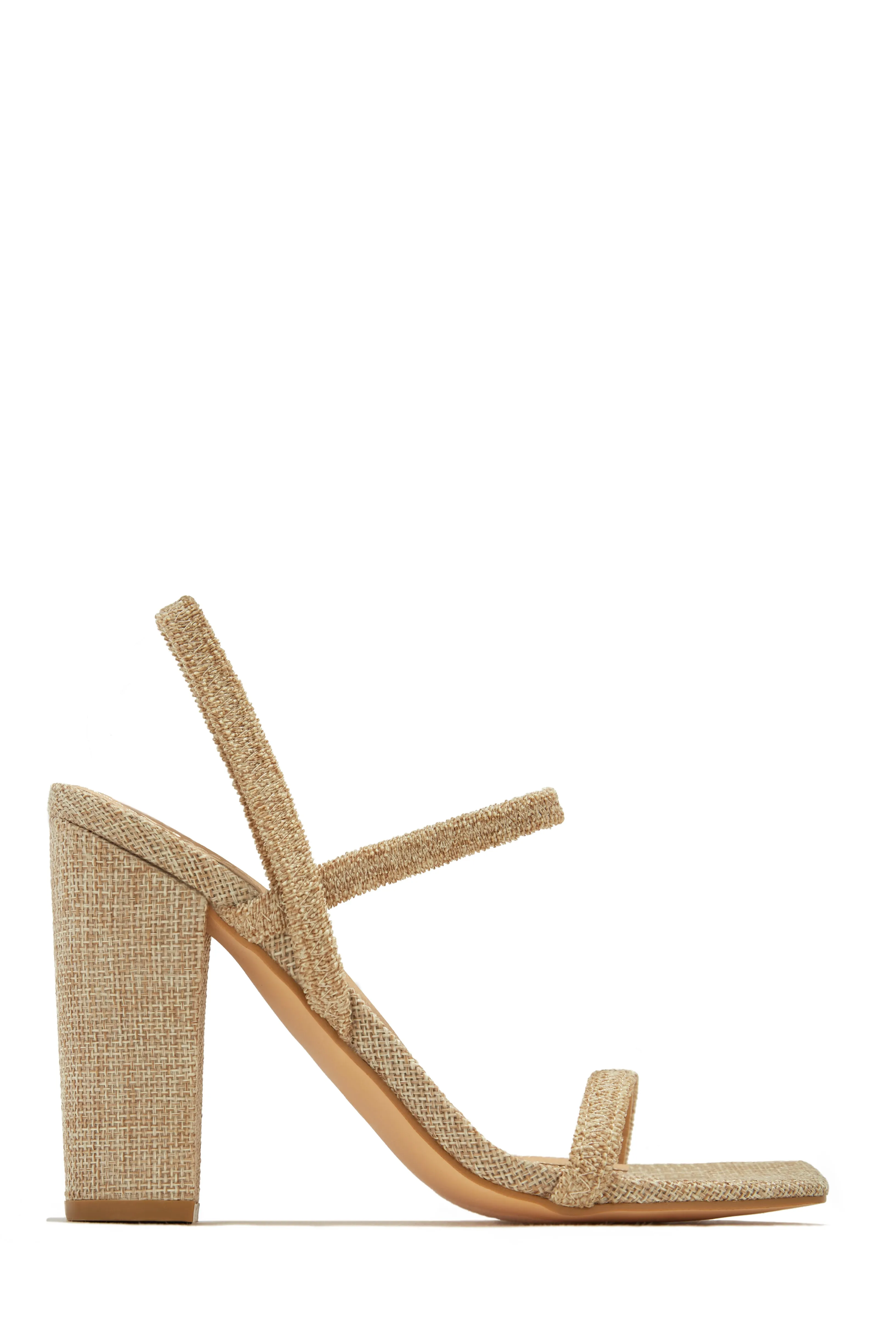 Emerie Slingback Block High Heels - Nude