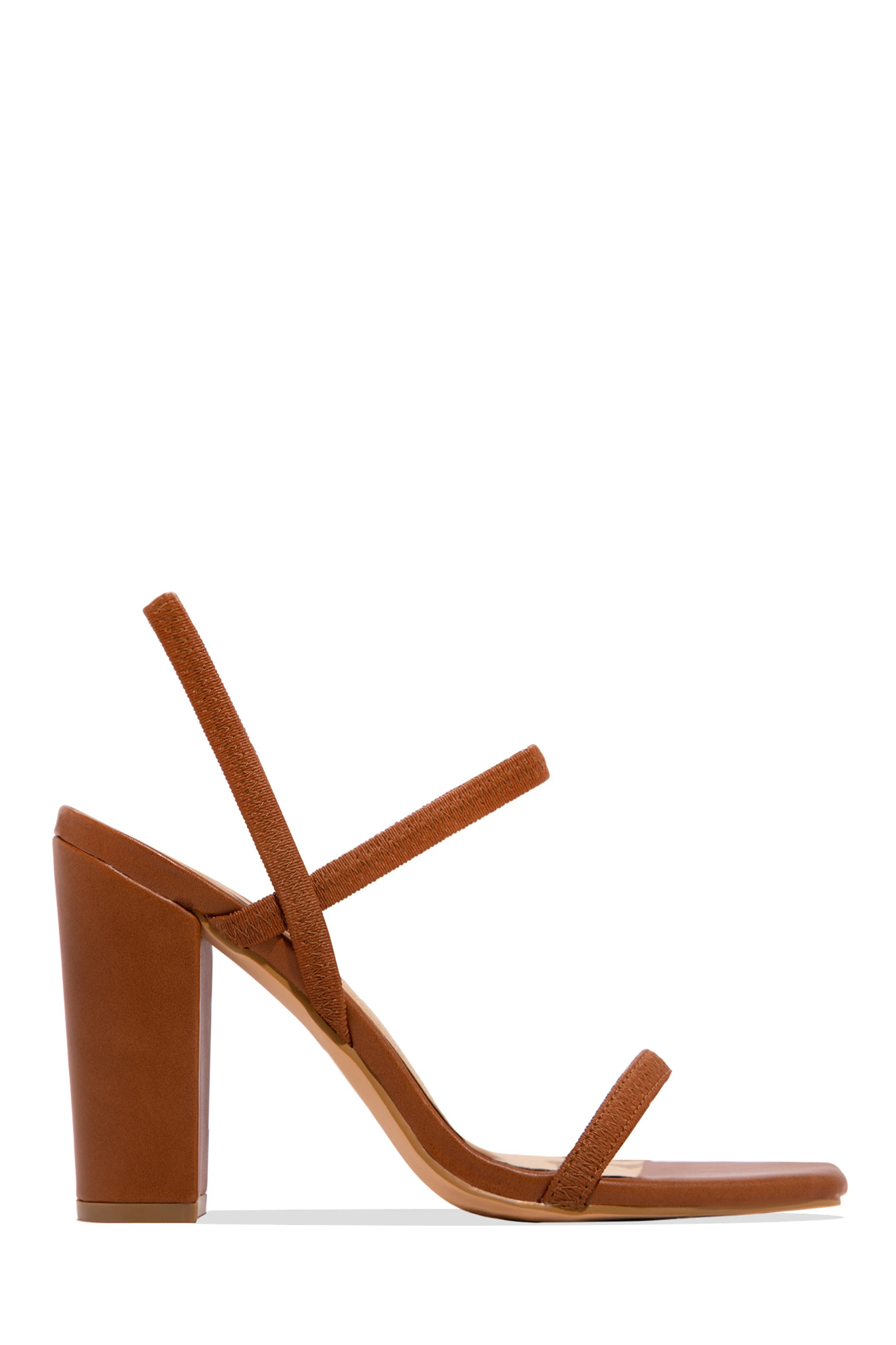 Emerie Slingback Block High Heels - Nude