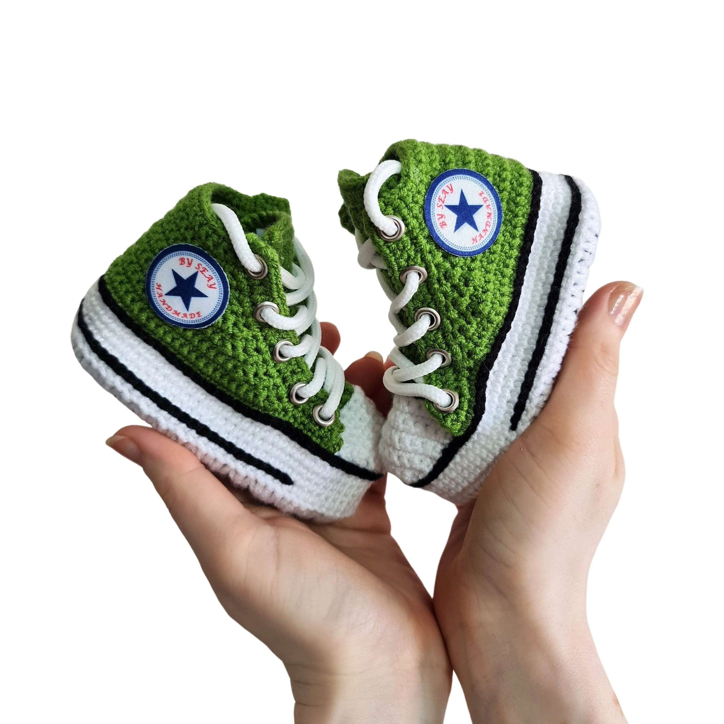 Green Canvas Baby Natural Cotton Booties Socks Sneakers Slippers