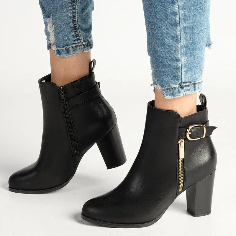 Madison Buzby Block Heel Ankle Boot - Black