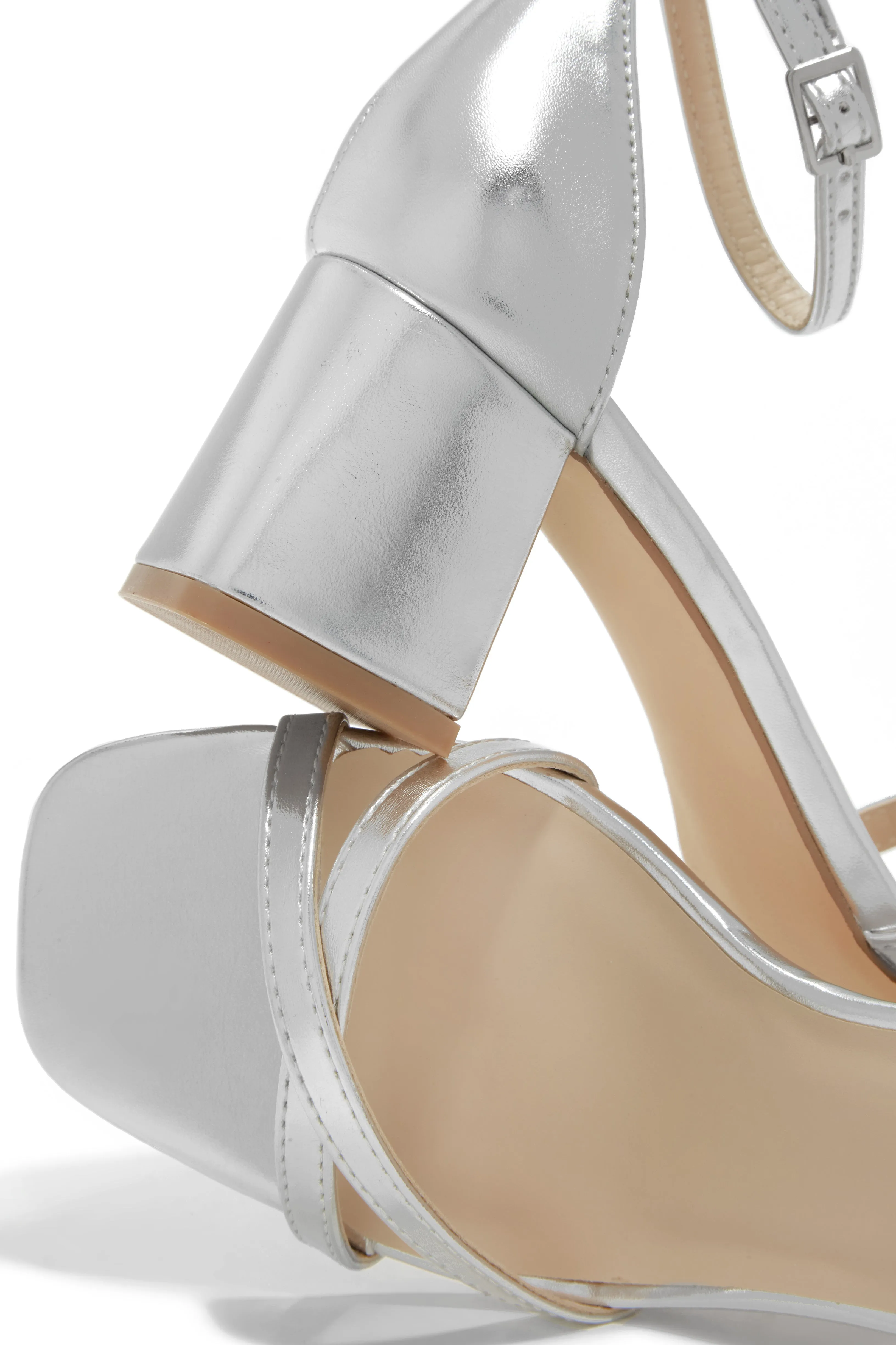 Rae Block Mid Heels - Silver