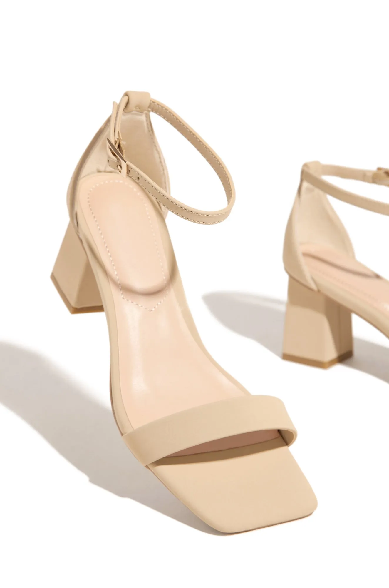 Tamia Block Mid Heels - Nude