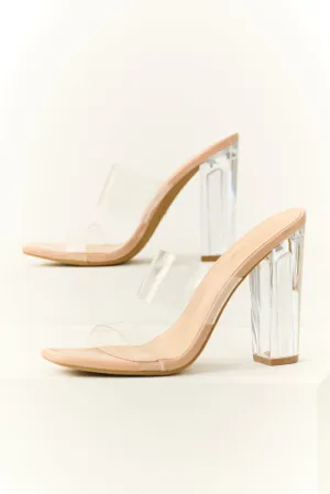 Tea Rose Clear Block Heels