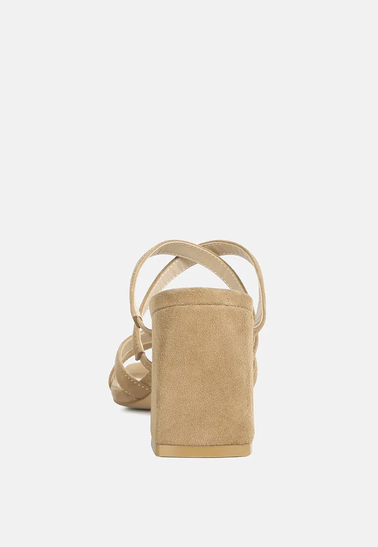 Valentina Strappy Casual Block Heel Sandals In Tan