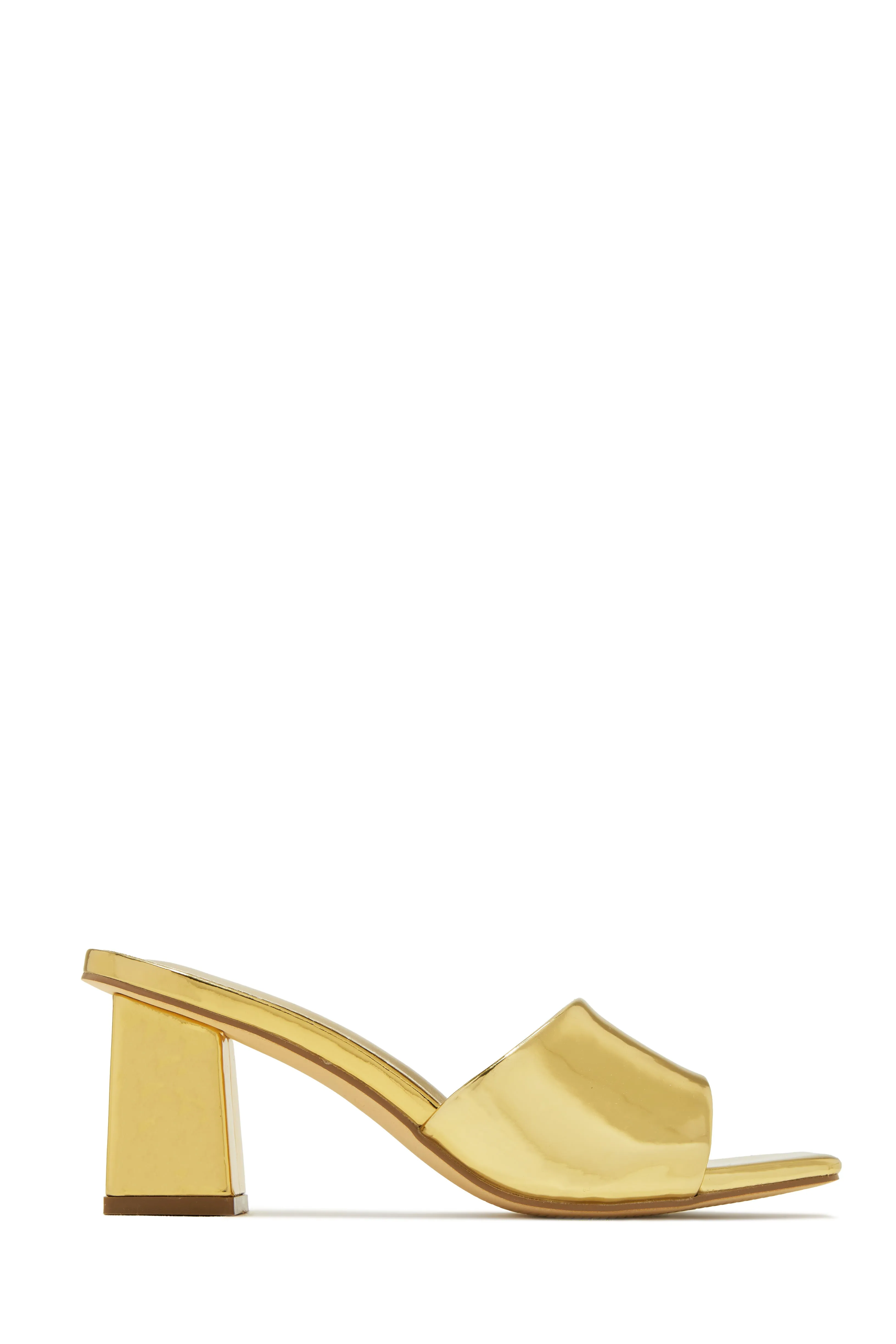 Valentine Block Heel Mules - Gold