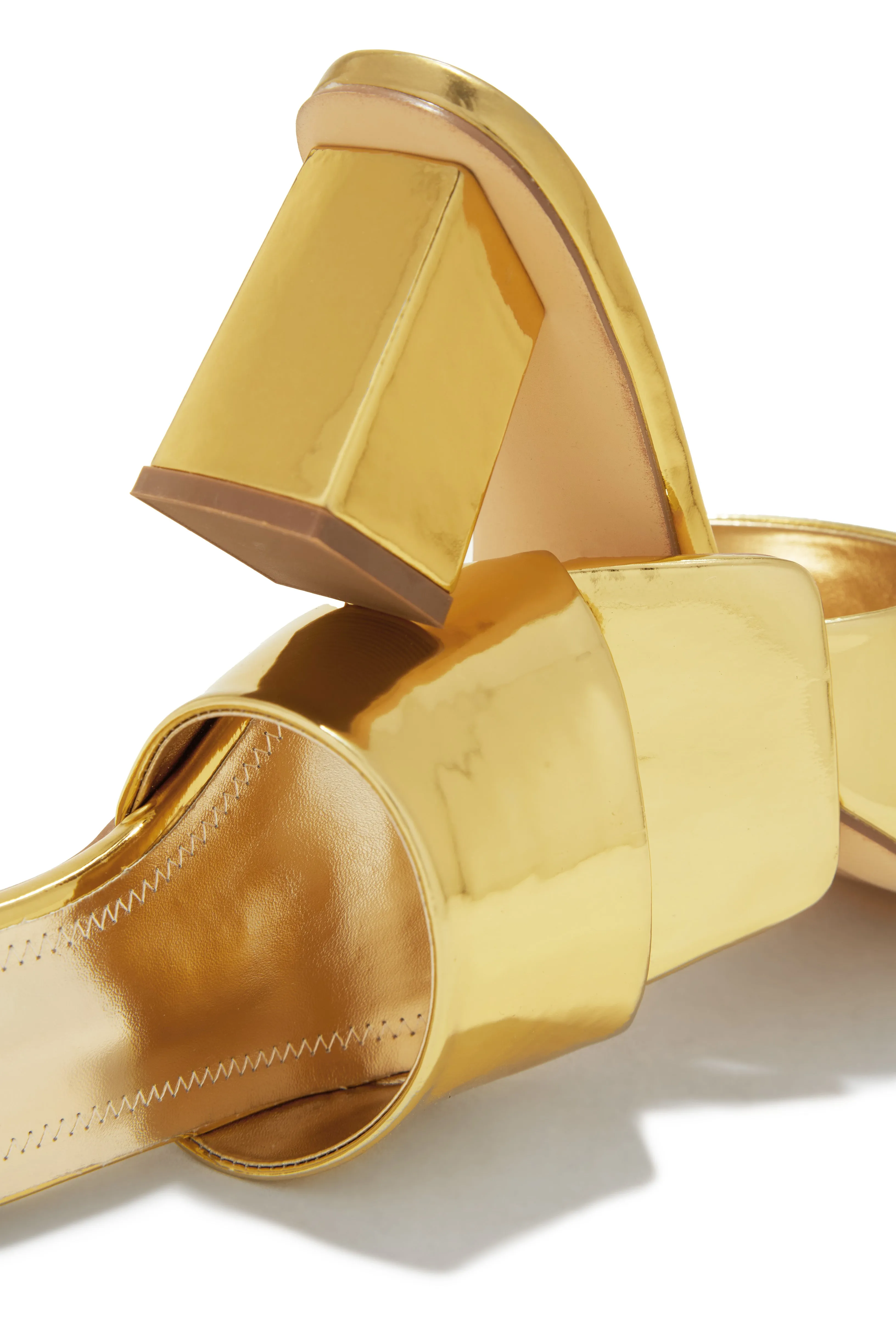 Valentine Block Heel Mules - Gold