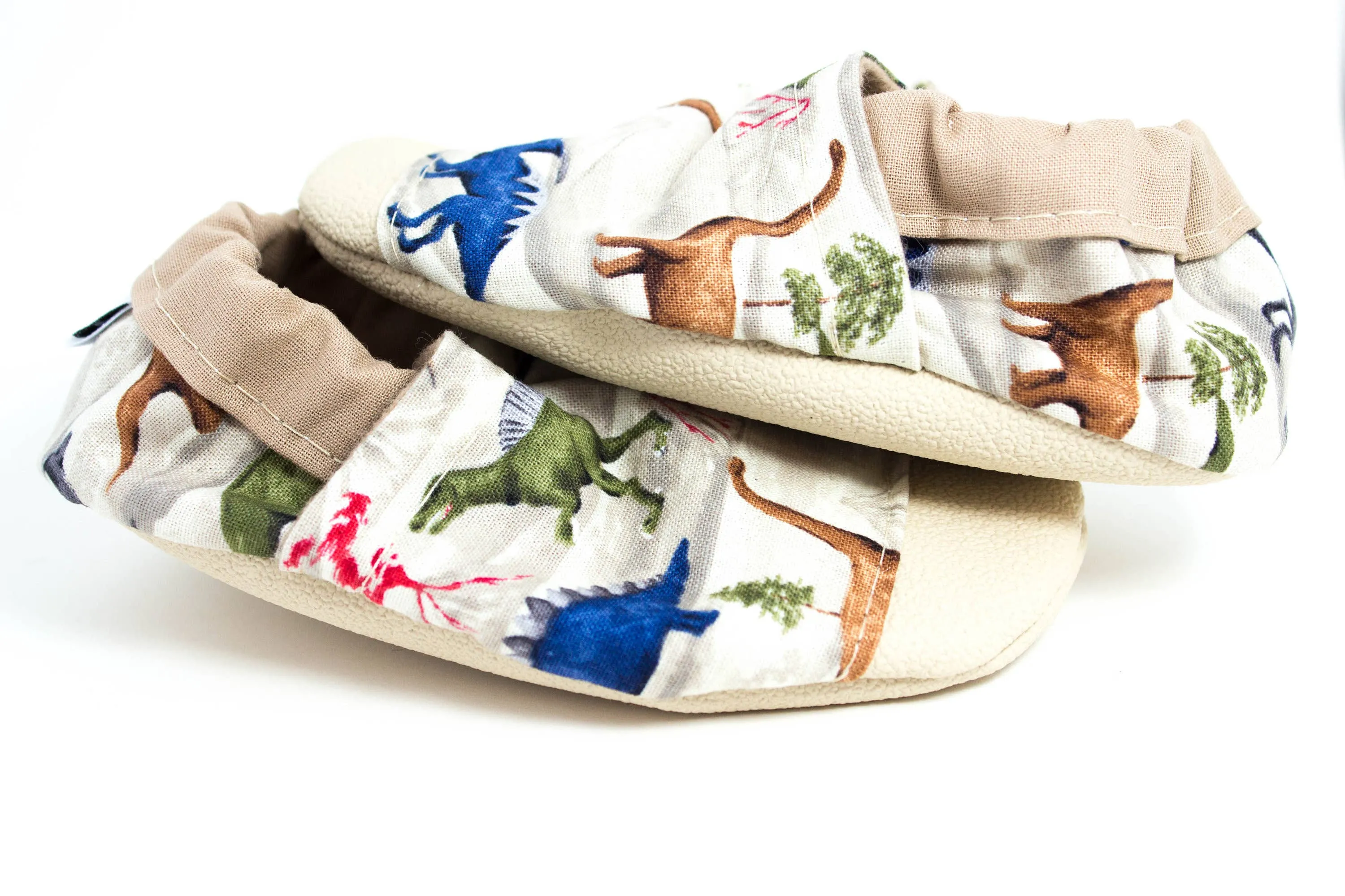 Yeti Feet & Company - Non-Slip Tan Dinosaur Baby Moccs